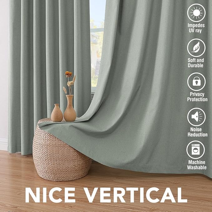 H.VERSAILTEX Linen Blackout Curtains 63 Inches Long 100% Blackout Thermal - Image 7