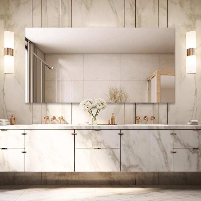 Mirrorons Large Mirror 60" x 28", Modern Rectangle Bathroom Mirror by Mirrorons