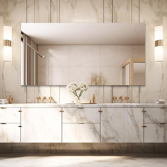 Mirrorons Large Mirror 60" x 28", Modern Rectangle Bathroom Mirror by Mirrorons