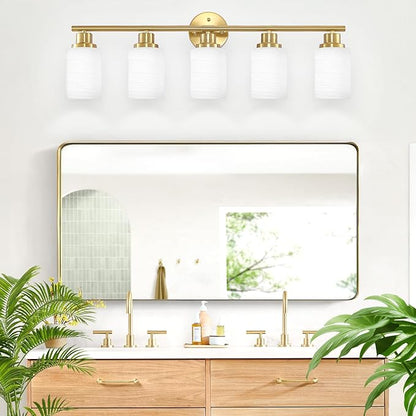 Guliaofo 5-Light Vanity Lights, Brushed Gold Bathroom Light Fixture - Image 6