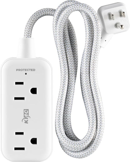 KMC 2-Outlet Mini Surge Protector Power Strip, 1 USB-C & 2 USB-A Ports by KMC