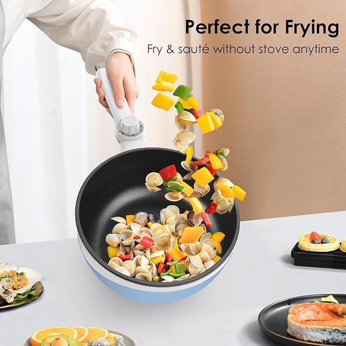 Audecook Hot Pot Electric, 1.7L Mini Electric Skillet Portable Nonstick Sauté - Image 2