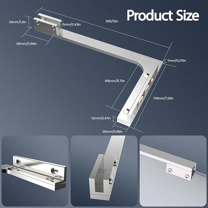 Shower Glass Support Bar, Both Sides Available, Frameless Bathroom Glass Clamp - Image 6