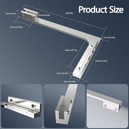 Shower Glass Support Bar, Both Sides Available, Frameless Bathroom Glass Clamp - Image 6