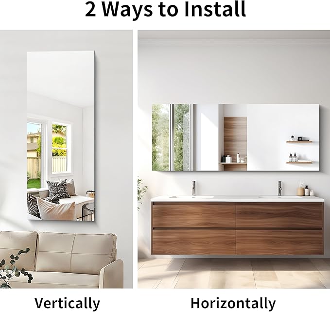 CILIBER Frameless Mirror, 24x60 Inch Large Bathroom Mirrors - Image 7
