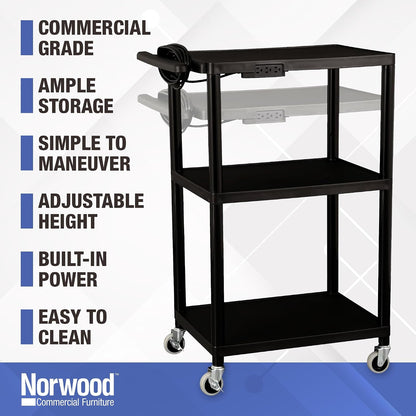 norwood commercial furniture mobile utility av cart with, close-up detail