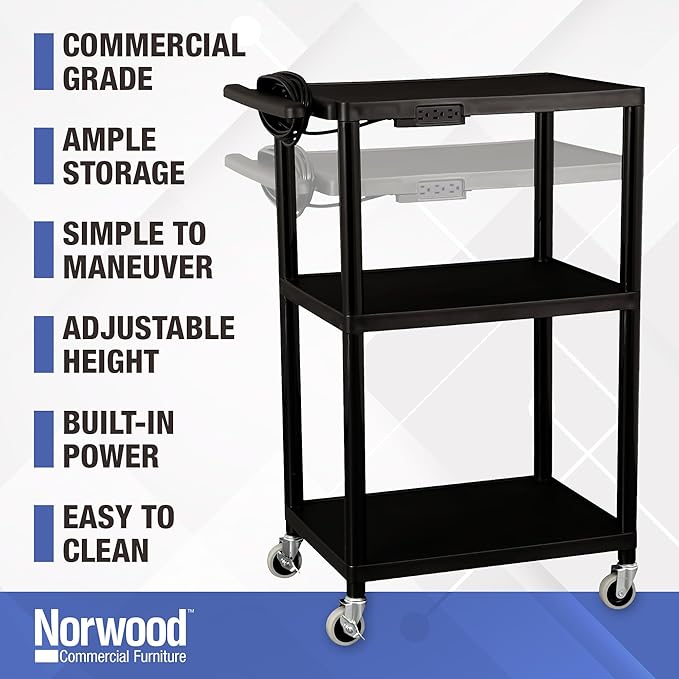 Norwood Commercial Furniture Mobile Utility AV Cart - Image 3