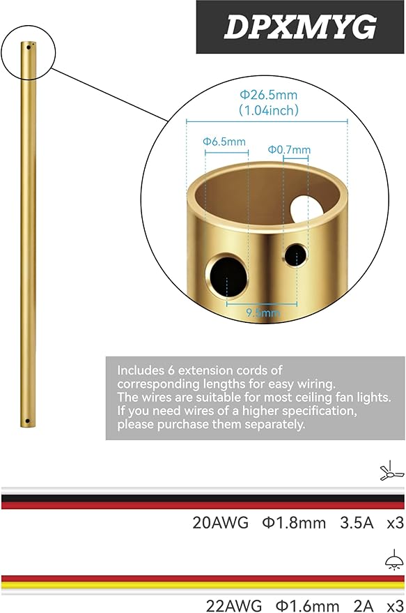 DPXMYG 60 inch Ceiling Fan Downrod - Image 2