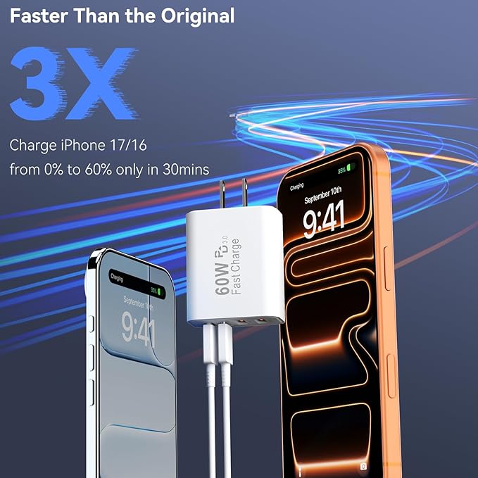 USB C Wall Fast Charger Block, 60W 4-Port Type C Charger Fast Charging Blocks - Image 5