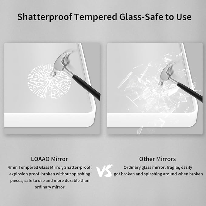 LOAAO 72x32 Inch White Metal Framed Bathroom Mirror - Image 6