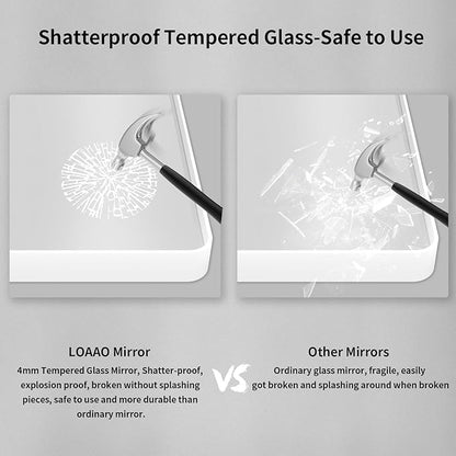 LOAAO 32x36 Inch White Metal Framed Bathroom Mirror - Image 7