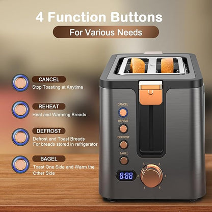Mecity Toaster 2 Slice Stainless Steel Body Timer, Bagel/Defrost/Reheat/Cancel - Image 5
