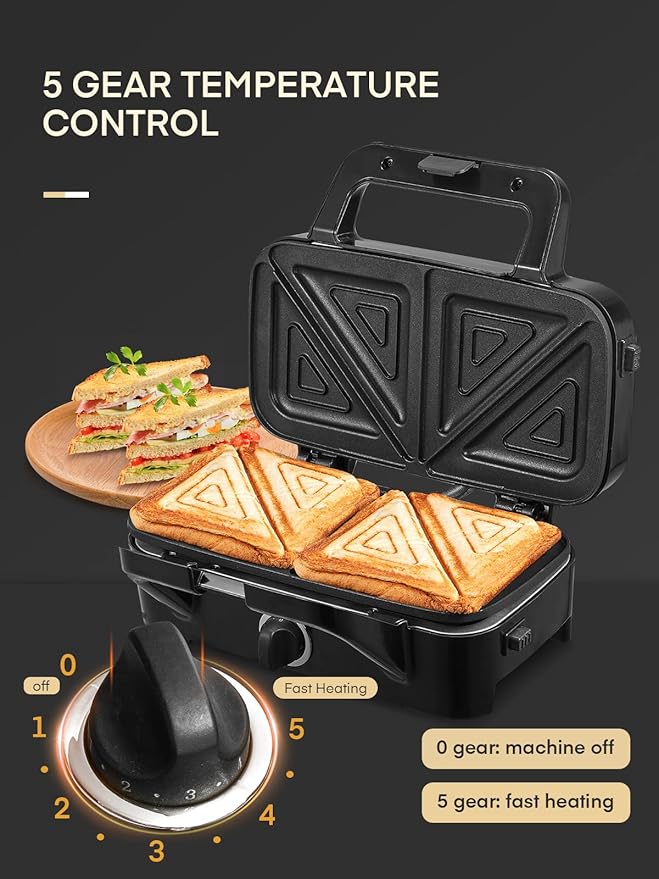 FOHERE Sandwich Maker 3 In 1 Waffle Maker - Image 7