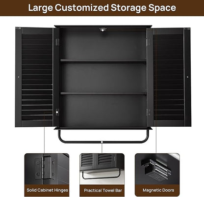 Bathroom Storage Cabinet with Adjustable Wood Shelves & Doors, Made of PDF Wood - Image 4