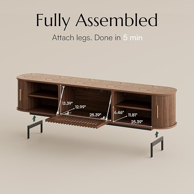 POVISON Fully-Assembled Mid Century Modern TV Stand - Image 7