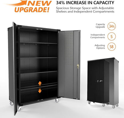 VINGLI Upgraded Wide & Deep Garage Storage Cabinet, Metal Storage Cabinet - Image 4