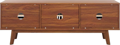 SAFAVIEH ESMA TV Stand for up to 65" Flatscreen – Walnut Brown, Sliding Doors - Image 4