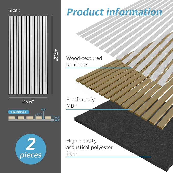 Art3d 2 Wood Slat Acoustic Panels - Image 5