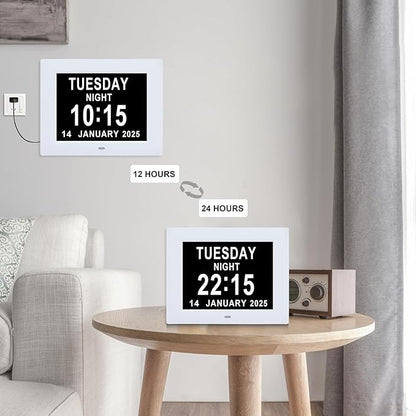 Digital Dementia Alarm Clock 8 inch Large Display, Electronic Calendar Clock - Image 7