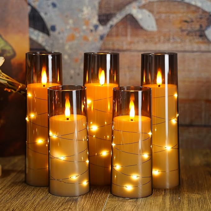 Flameless Candles with Embedded Star String, Battery Operated LED Pillar - Image 6