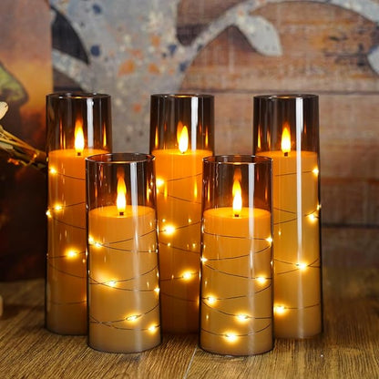 Flameless Candles with Embedded Star String, Battery Operated LED Pillar - Image 6