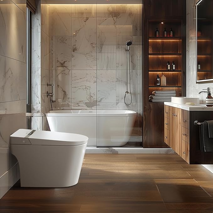 Smart Toilet with Heated Seat & Auto Flush, One Piece Tankless Elongated Bidet - Image 7