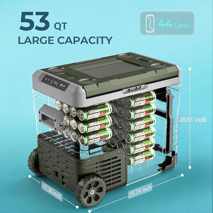 12V Portable Refrigerator, 53 Quart Dual-Voltage 12V/24V DC Car Cooler - Image 5