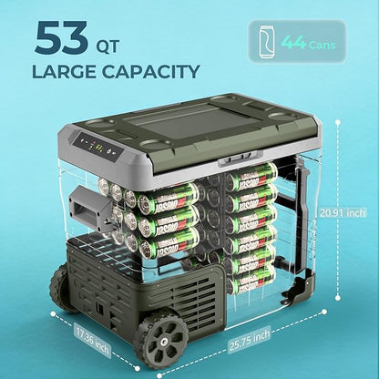 12V Portable Refrigerator, 53 Quart Dual-Voltage 12V/24V DC Car Cooler - Image 5