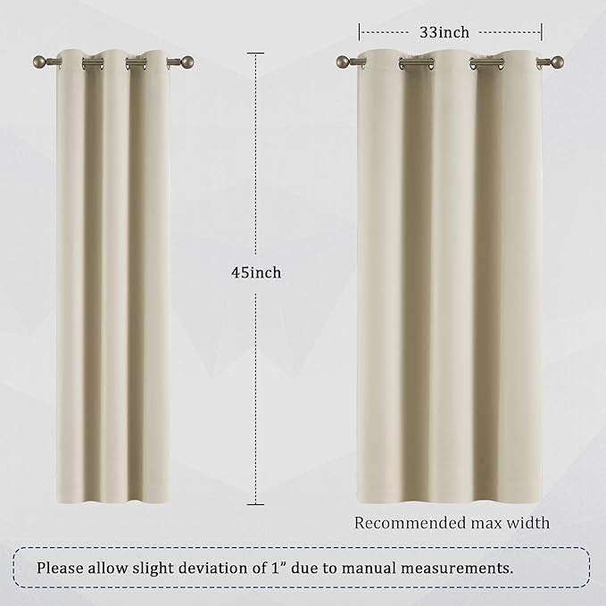 DUALIFE Cream Beige Curtain Panels 38 x 45 Inch Length Set of 2 Panels Light - Image 6