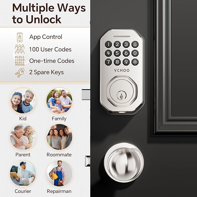 VCHOO Keyless Entry Door Lock Set Smart Locks - Image 3