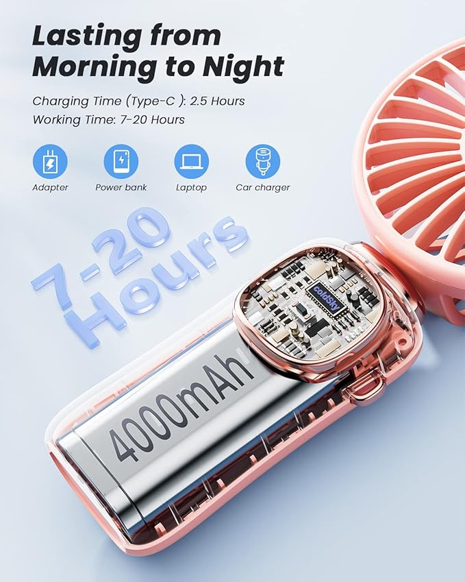 coldSky Portable Handheld Fan, 4000mAh Battery Operated - Image 3