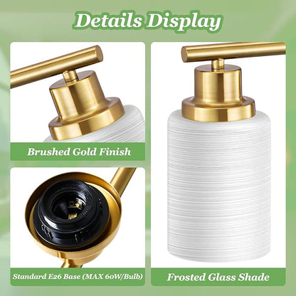 Guliaofo 2-Light Vanity Lights, Brushed Gold Bathroom Light Fixture - Image 3