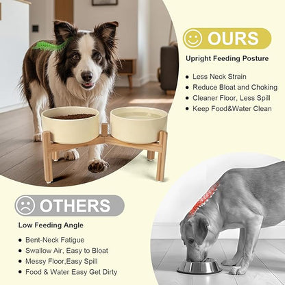 SPUNKYJUNKY Elevated Dog Bowls Ceramic, 7.3'' Dogs Food Water Bowls Raised - 42 - Image 3