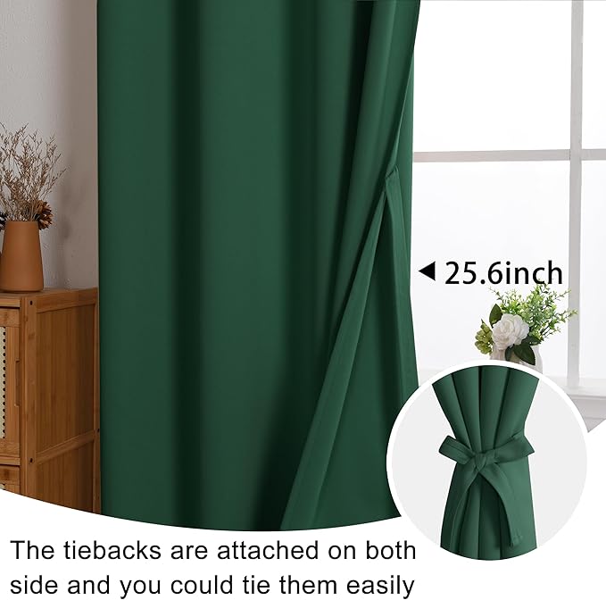 JIUZHEN Forest Green Blackout Curtains - Image 6
