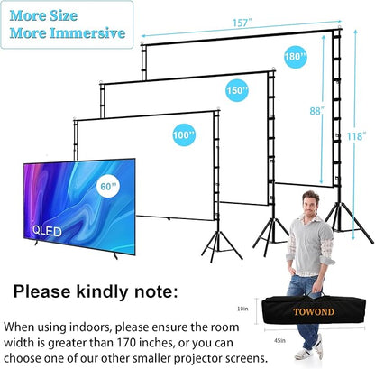 TOWOND Projector Screen and Stand, 180 inch Outdoor Projector Screen 15 FT - Image 5