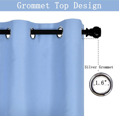 DECOVSUN Light Sky Blue Valances for Windows 70X18 Inches Blackout Thermal Insulated Valance with Grommet Top for Kitchen Living Room Short Straight Drape Valance for Bedroom Kids Room 1 Panel