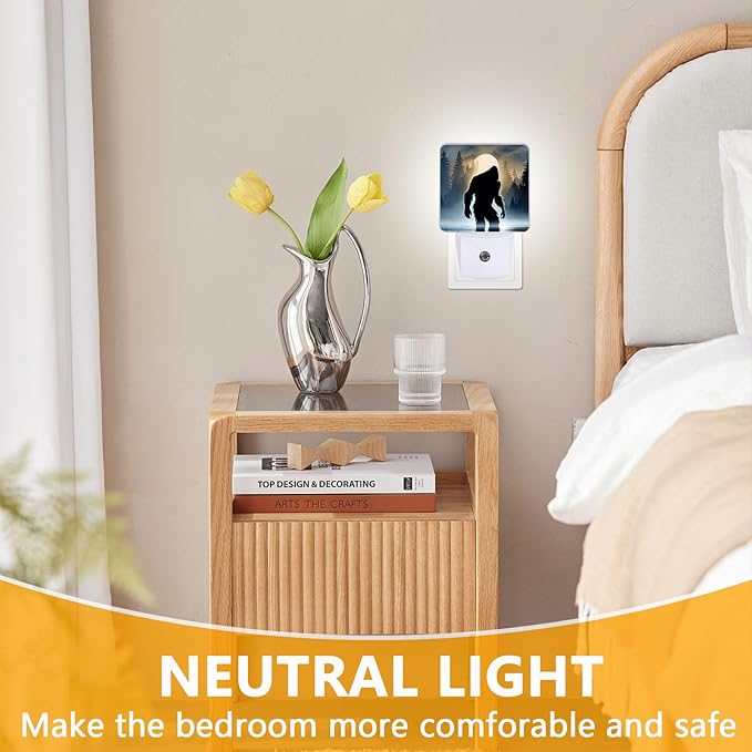 GANTINIR Funny Bigfoot Sasquatch Night Light, Plug-into Forest Moon Nightlight - Image 3