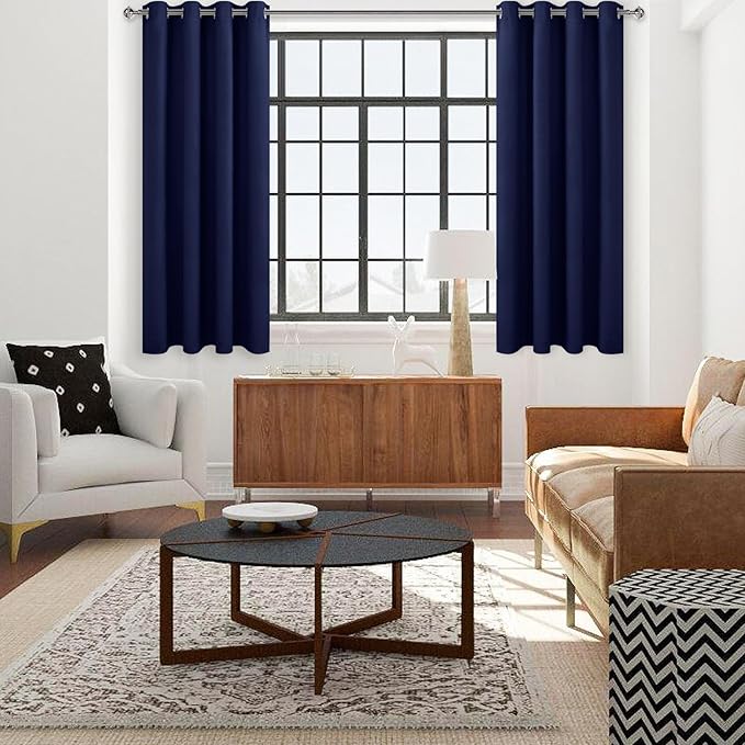 DWCN Navy Blue Blackout Curtains 72 Inch Length, Room Darkening Thermal - Image 2