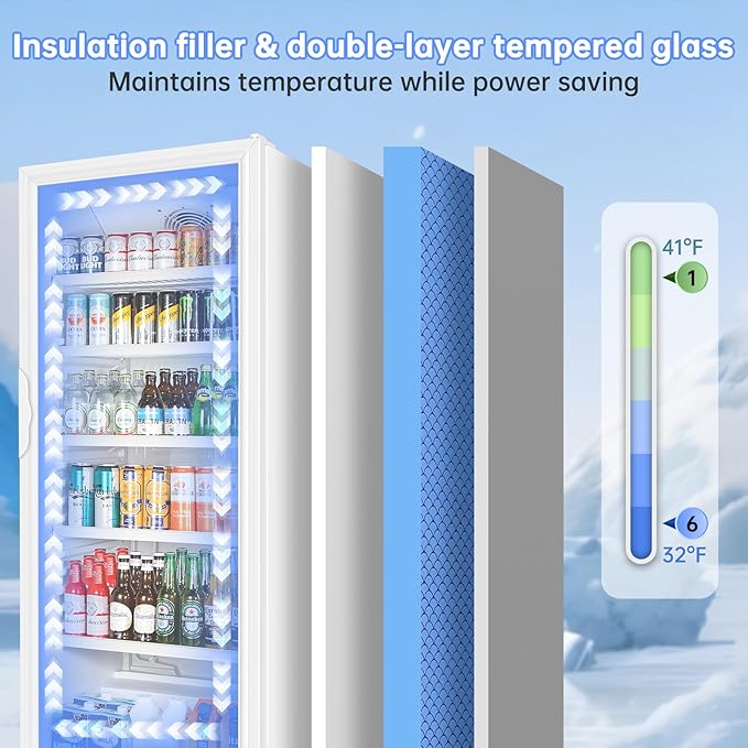 Commercial Beverage Refrigerator, 24.5 Inch 15 Cu. Ft. Drink Fridge, Display - Image 6
