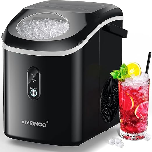 Nugget Ice Maker Countertop, Portable Sonic Pebble Ice Maker by Vividmoo