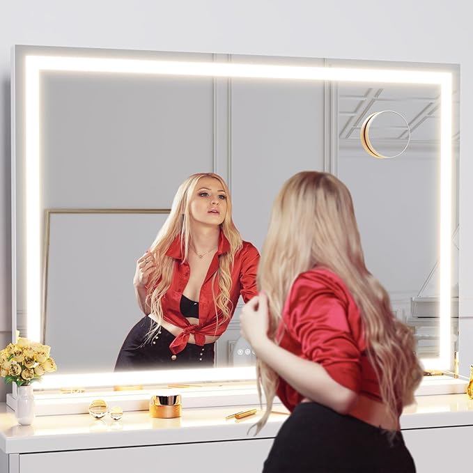 Makeup Vanity Mirror with Lights 32" x 24" Large LED Makeup Mirror, Light up - Image 7