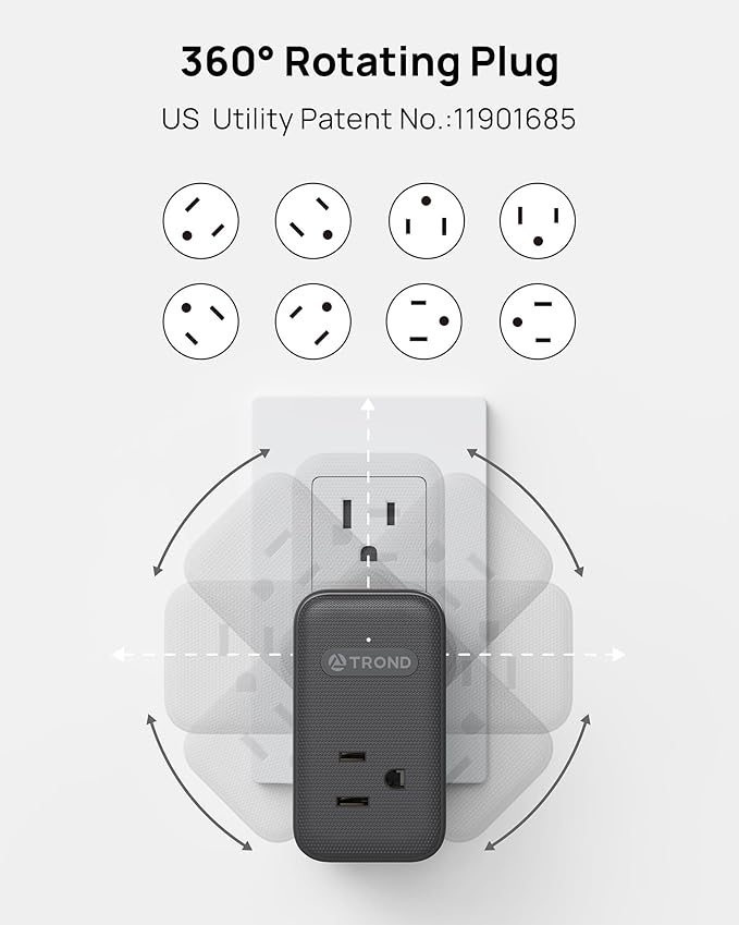 TROND Multi Plug Outlet Extender, 3 AC Outlet Adapter - Image 3