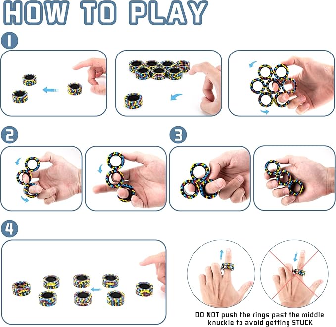 Magnetic Rings Fidget Toys Pack, Idea ADHD Fidget Toys, Adult Fidget Spinner - Image 6