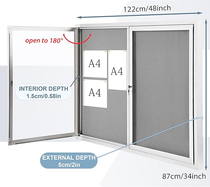 Outdoor Bulletin Board Weatherproof 48x34 in, Enclosed Bulletin Board - Image 2
