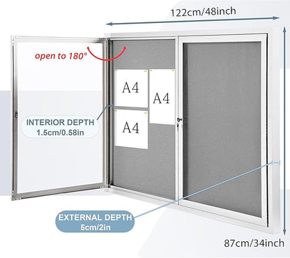 Outdoor Bulletin Board Weatherproof 48x34 in, Enclosed Bulletin Board - Image 2