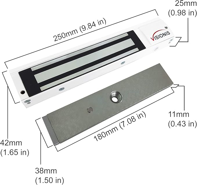 Visionis VS-VISML600LED-WH Indoor 600lbs White Electromagnetic Lock - Image 2