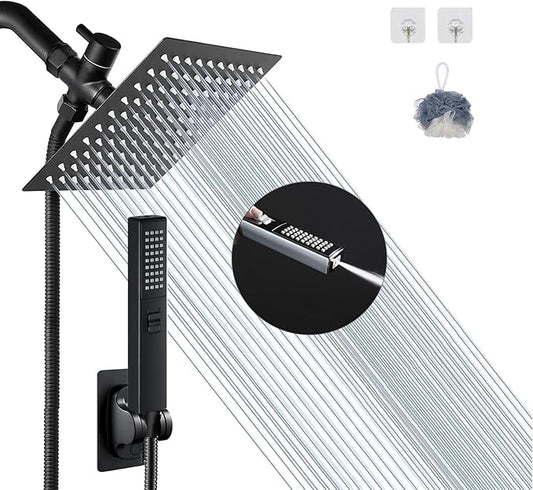 6'' Square High Pressure Rain Black Shower Heads by AWAXFOLO