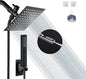 6'' Square High Pressure Rain Black Shower Heads by AWAXFOLO