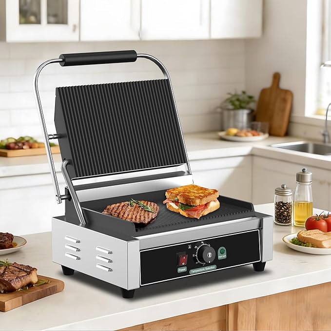 Commercial Panini Grill, 1700W Electric Sandwich Panini Maker, Stainless Steel - Image 8