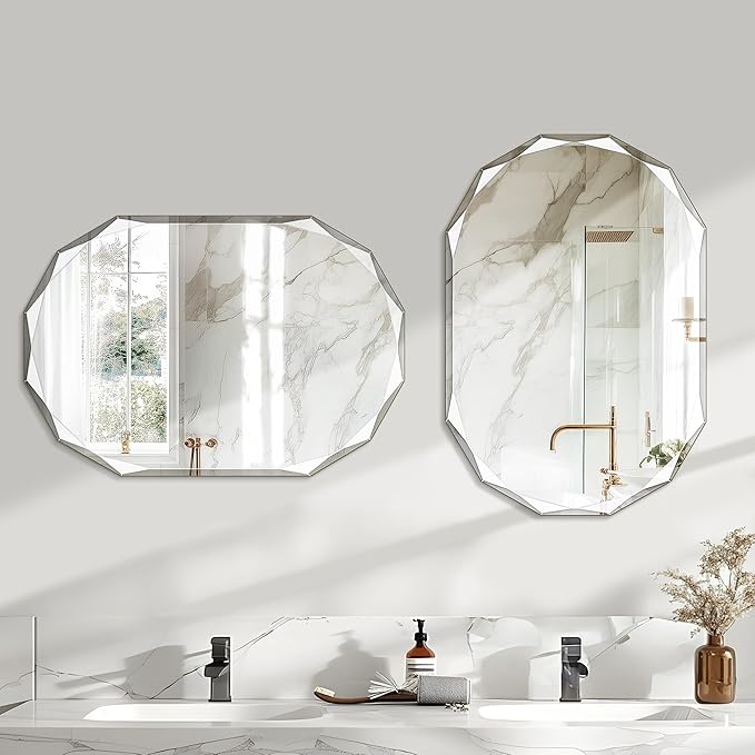 Bathroom Mirror for Wall, Beveled Edge Frameless Wall Mount Vanity, Wall - Image 2